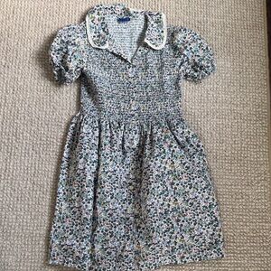Floral Smocked Womens Mini Dress with Puff Sleeves and Collar